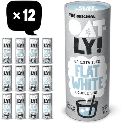 Oatly Haver Barista Iced Flat White - 12x235ml - Plantaardige ijskoffie - Koffie - Voordeelverpakking