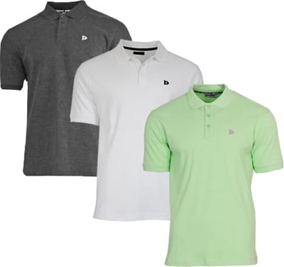 3-Pack Donnay - Polo (Noah) - Sportpolo - Heren - Charcoal/White/Lemon green (577) - maat M