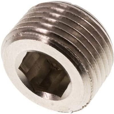 3/8'' Vernikkeld Messing Plug met Binnenzeskant zonder kraag 16 Bar [10 Stuks]