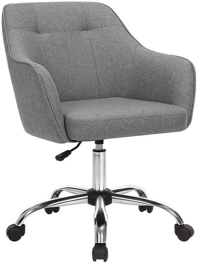 Verstelbare bureaustoel met wielen, stevig metalen frame (max. 120 kg), zachte en ademende zitting. Geschikt voor kantoor en studeerkamer. 64 x 64 x (83-93) cm, grijs