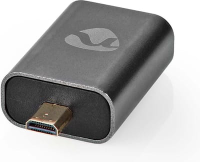 Nedis HDMI-Adapter - HDMI Male / HDMI Micro-Connector - HDMI Output - Verguld - Recht - Aluminium - Gun Metal Grijs - 1 Stuks - Cover Window Box