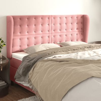 vidaXL - Hoofdbord - met - randen - 203x23x118/128 - cm - fluweel - roze