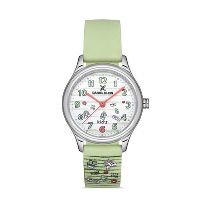 Daniel Klein DK.1.13181-6 - Horloge - Analoog - kinderen - Meisje - siliconen band - Rond - Groen - Zilverkleurig