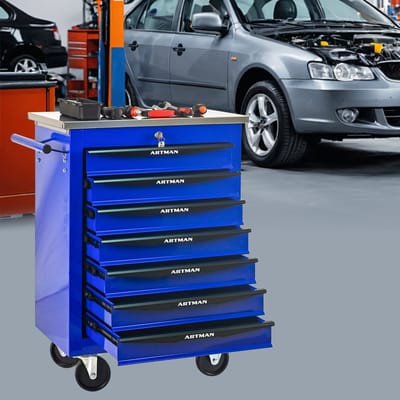 MODENUIT Gereedschapswagen - 7 Laden Met Wielen En Slot - Voor Garage En Werkplaats - Staal - 62,5x34,5x78 cm