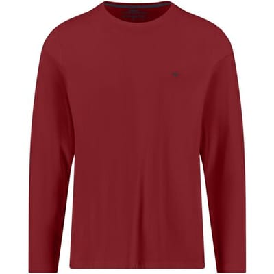 Fynch-Hatton T-Shirt O-Neck Long Sleeve Uni Color Cotton Garnet Red / male