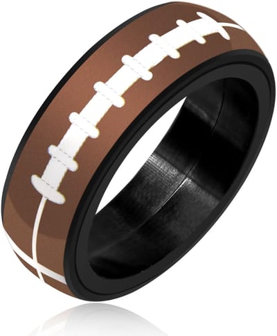 Dailygoods- Stress Relief Ring - Roterende American Football Ring - Zwart Roestvrij Staal - Maten 6-11 - Sport Accessoire - Comfortabel Ontwerp - Decompressiering