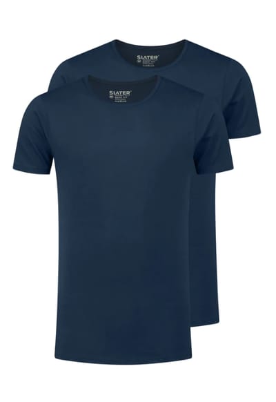 Slater 2-pack T-shirt Basic Extra Lang O-neck Donkerblauw (navy) - Maat 4XL - Heren - Extra lange T-shirts