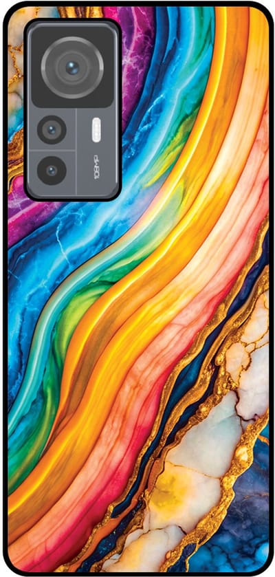 Smartphonica Telefoonhoesje Geschikt voor Xiaomi 12T / 12T Pro met Regenboog Goud Marmer Opdruk - TPU Backcover Case Rainbow Gold Marble Design geschikt voor Xiaomi 12T;Xiaomi 12T Pro