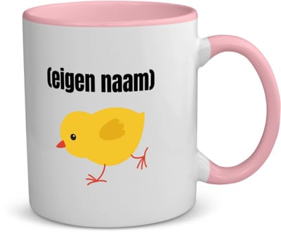 Akyol - kuiken met eigen naam koffiemok - theemok - roze - Kuiken - kuiken liefhebbers - iemand die houdt van kuikens - verjaardag - cadeau - kado - 350 ML inhoud