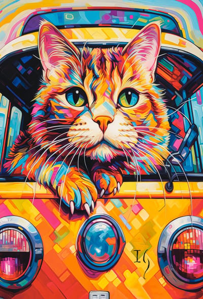 Castorland puzzel Cat Bus Travel - 1000 stukjes legpuzzel.