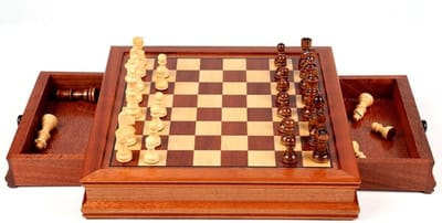 Schaakspel Hout - Schaakbord Set - Strategisch Spel - Magnetisch Bord - 31cm - Natuurlijk