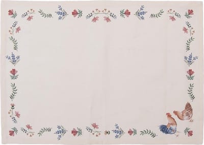 Clayre & Eef Placemats Set van 6 50x35 cm Beige Blauw Katoen Kip en Haan
