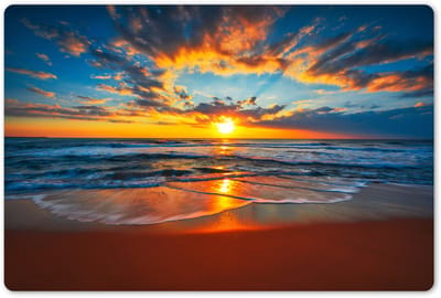 Placemats 45x30 cm - Placemat kunststof - 1 stuk - Zee - Zonsondergang - Strand - Wolken - Oranje - Borden onderleggers - Decoratie voor op tafel - Keuken tafeldecoratie accessoires - Vinyl onderlegger - Tafelversiering