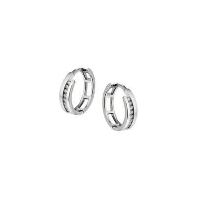 The Jewelry Collection Klapoorringen Zirkonia - Witgoud