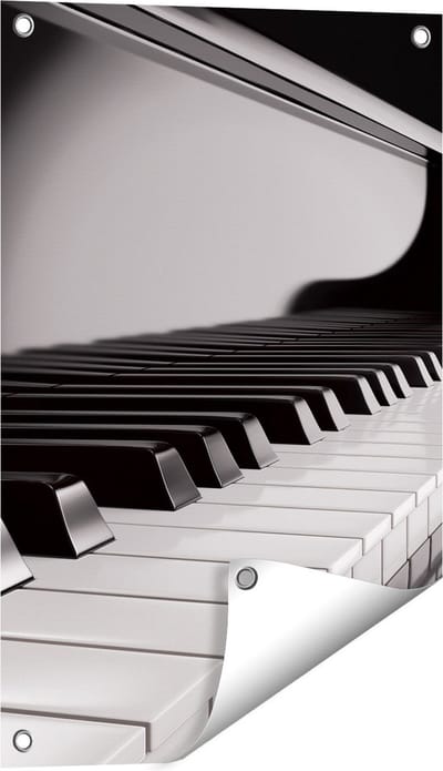 Gards Tuinposter Pianotoetsen - Noten - Piano - 40x60 cm - Tuindoek - Tuindecoratie - Wanddecoratie buiten - Tuinschilderij