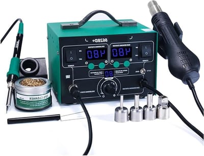 Soldeerstation - Hetelucht Soldeerstation - Elektronica Reparatie - Snelle Opwarming - 124 x 187 x 249 mm - Zwart