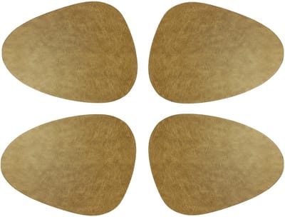 Unique Living placemats Floris lederlook - 4x - 39 x 30 cm - goud - PU leather - tafel onderleggers