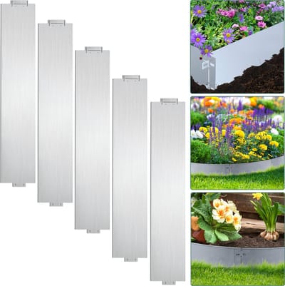 Borderrand Tuinafboording flexibel Graskanten Metalen Maairand Gegalvaniseerd Paadranden Zilver 100x15cm 50m