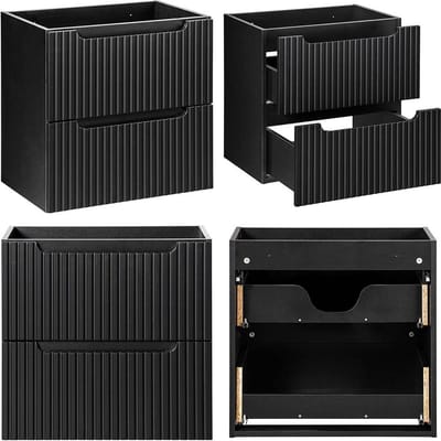 Wastafelonderkast Newport 60x60x40 cm zwart en eikenkleurig [en.casa]