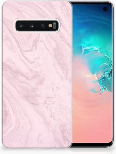 Samsung Galaxy S10 TPU Siliconen Hoesje Marble Pink - Origineel Cadeau Vriendin