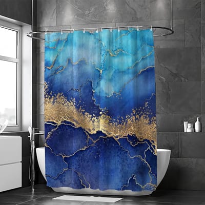 Douchegordijn - Douchegordijn Anti Schimmel - Inclusief ringen - Met gewichtsband - Premium kwaliteit - Waterdicht - 180x180cm-Donkerblauw