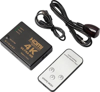 3 in 1 HDMI Switch Splitter - 4K & Full HD - 3 poort met afstandsbediening en Power Adapter