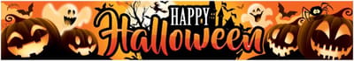 Fiestas Guirca - Spandoek happy Halloween pumpkins 290 x 50 cm - Halloween - Halloween Decoratie - Halloween Versiering