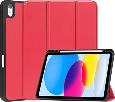 Hoesje - Geschikt voor Apple iPad A16/A18 (2022/2025/2026) - 10.9 & 11 inch (10e, 11e & 12e generatie) - Dun & Stevig - Trifold Bookcase - Hard Cover Case - Met Uitsparing Geschikt voor Apple Pencil - Hardcover Book - Tablet Hoes - Rood