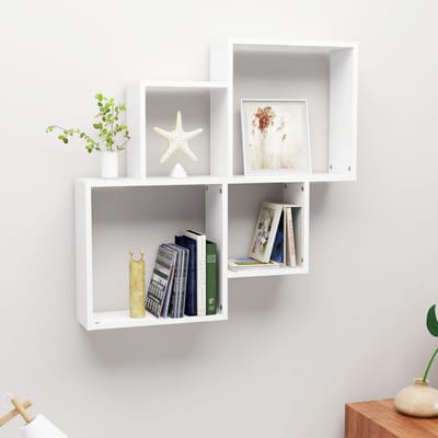 vidaXL - Wandschap - kubus - 80x15x78,5 - cm - bewerkt - hout - wit