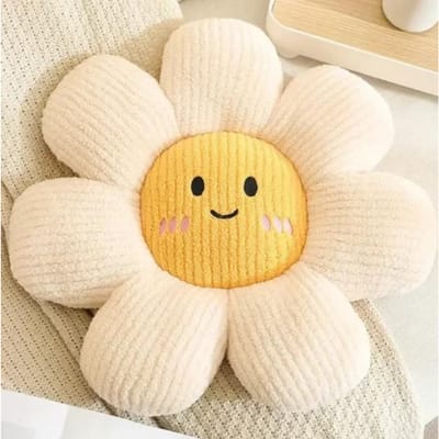45cm Kleurrijke Bloemen Pluche Kussen Plant Bloemblaadje Kussen Gevuld Speelgoed Voor Meisjes Baby Huisdecoratie Cadeau 45cm wit