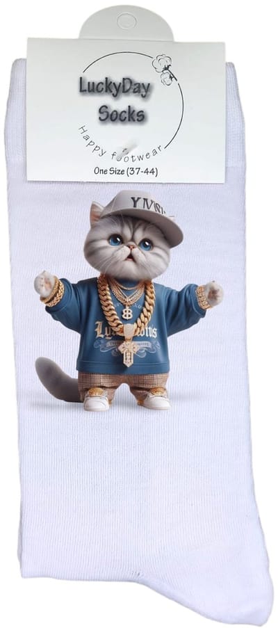 Luckyday Socks - Unisex sokken - Hiphop - Kat - cadeau sokken - Maat 37-44