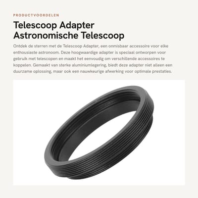 Dailygoods - Telescoop Adapter - Astronomische Telescoop - Eenvoudige installatie - Aluminium legering - Nauwkeurige afwerking - Geschikt voor telesco...