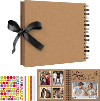 DIY Fotoalbum van 8 inch met 80 Bruine Lege Pagina's - Perfect voor Scrapbooking, Babyherinneringen en Creatieve Projecten
