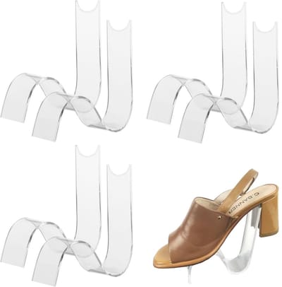 longziming -Transparante Acryl Schoenhouder - Doorzichtige Schoenstandaard - Schoen Display Rek - Stabiele Montage Vrije Opstelling - Modern Design - Ruimtebesparend Voor Winkels En Thuis - 6 Stuks