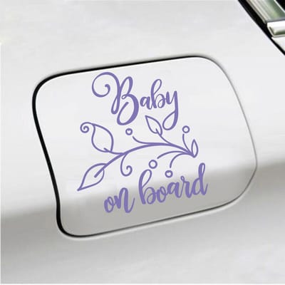 Bumpersticker - Baby On Board - 12,7 X 11,7 - Paars