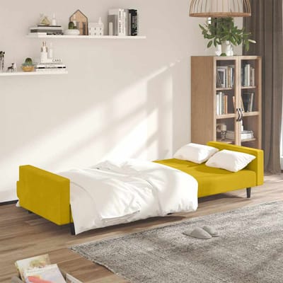 vidaXL - Slaapbank - 2-zits - fluweel - geel