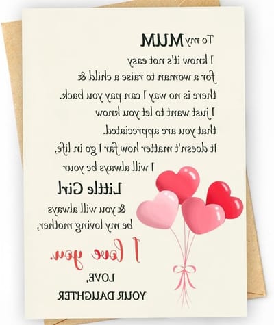 Cadeaukaart voor mama, unieke verjaardagskaart, liefdevolle moederdagkaart met persoonlijke boodschap