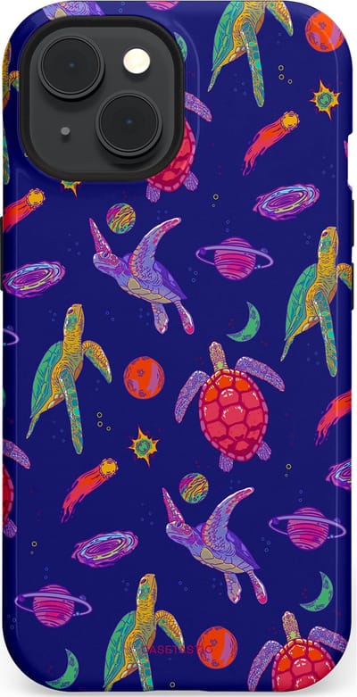 Casetastic Hoesje Geschikt voor Apple iPhone 15 Magsafe - Stijlvolle Beschermende Duo-layer Case - Kosmische schildpad