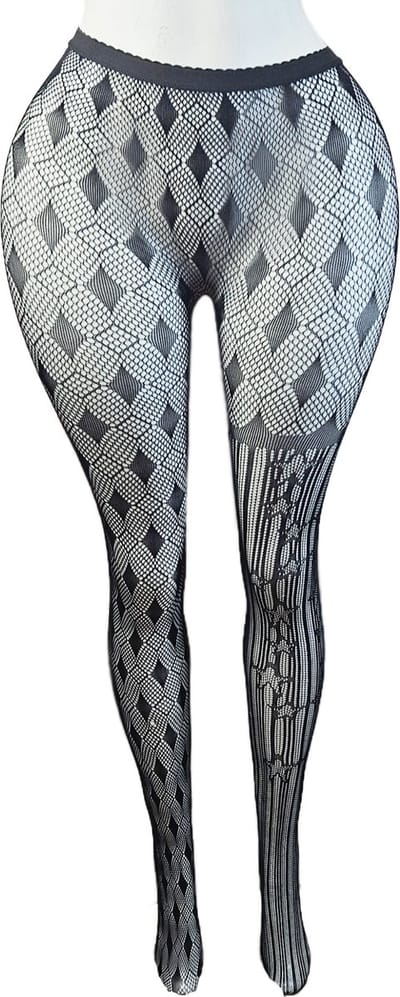 BamBella ® - Panty -Onesize - gaas maillot dunne pantys Dames - Onesize - lingerie van kant zwart halloween gothic kaarten spel