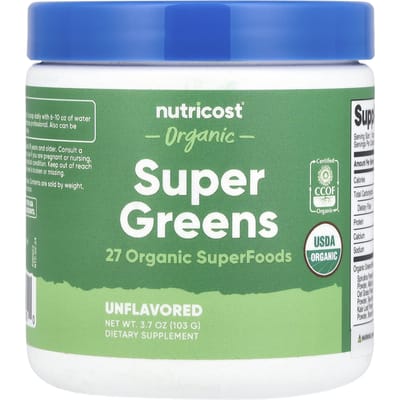 Nutricost, Organic Super Greens, Unflavored, 3.7 oz (103 grammes)