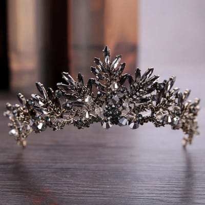 Zwarte Barokke Kroon Tiara's Koningin Vintage Kristal Strass Bruiloft Haaraccessoires Bruid Hoofdbanden Bruiloft Haar Sieraden black