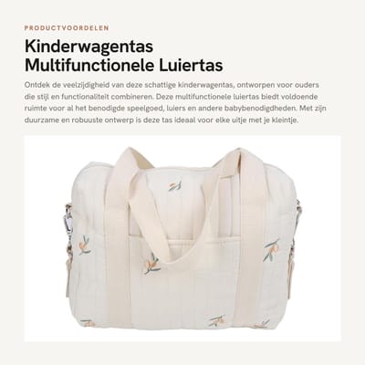 Dailygoods- Kinderwagentas Duurzaam - Multifunctionele Opbergtas - Grote Capaciteit - Herbruikbaar - Ritszak - Handtas - Luiertas