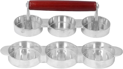 Burgerpers Patty Maker - Vleesvormer - Outdoor Koken - Anti-aanbak Laag - 25 cm Lengte - Zilver