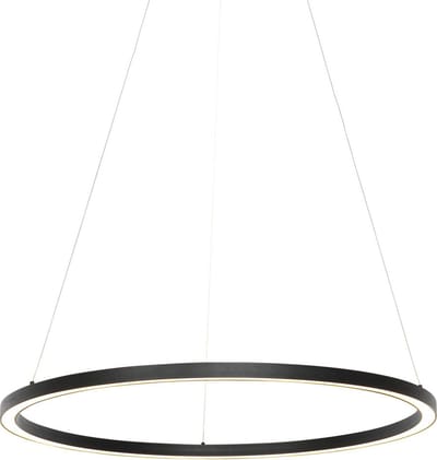 QAZQA girello - Design Dimbare LED Hanglamp met Dimmer voor boven de eettafel | in eetkamer - 1 lichts - Ø 80 cm - Zwart - Woonkamer | Slaapkamer | Keuken