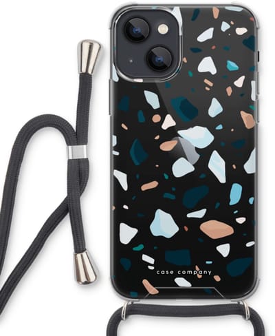 Case Company® - Hoesje met koord geschikt voor iPhone 13 mini hoesje met Koord - Terrazzo N°13 - Telefoonhoesje met Zwart Koord - Bescherming aan alle Kanten en Over de Schermrand