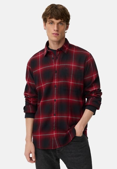 camel active fleXXXactive® Overhemd met lange mouwen van licht flanel - Maat menswear-M - Rood Zwart