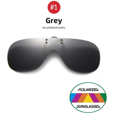 VIVIBEE Gepolariseerde Flip-Up Clip-On Zonnebril voor Brillen Mannen Oversized Rijden UV400 Spiegel Rood Vissen Nachtzicht Bril Without Plastic Case gray