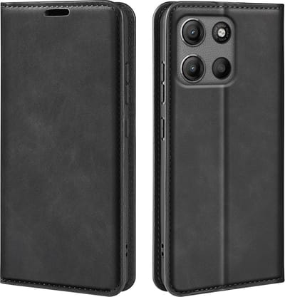 MobyDefend Hoesje - Geschikt voor Motorola Moto G15 / G15 Power / G17 / G17 Power - Luxe Wallet Bookcase (Magnetische Sluiting) - Zwart
