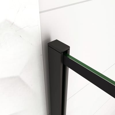 Douchewand-Inloopdouche 120x200cm met mat Zwart kader en raster 8mm NANO EasyClean veiligheidsglas mat zwart profiel N-Form 140cm Stabilisatiestang