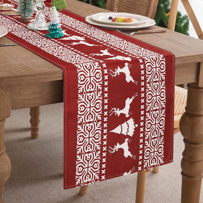 Tafelloper Kerstmis 40 x 140 kerstboom eland winter decoratie boerderij tafeldecoraties Kerstmis tafelkleed loper rood voor feestdecoratie thuis